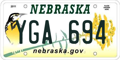 NE license plate YGA694