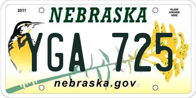 NE license plate YGA725