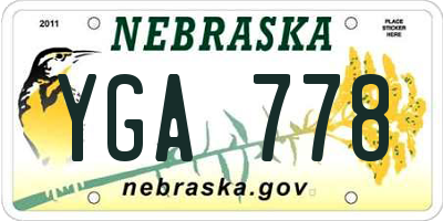 NE license plate YGA778