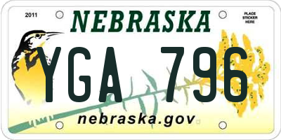 NE license plate YGA796