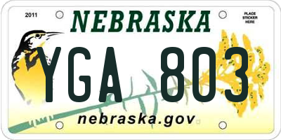 NE license plate YGA803