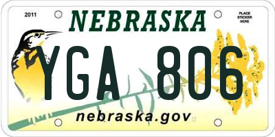 NE license plate YGA806