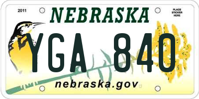 NE license plate YGA840