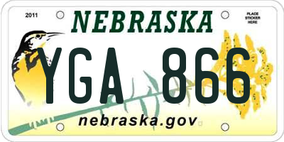 NE license plate YGA866