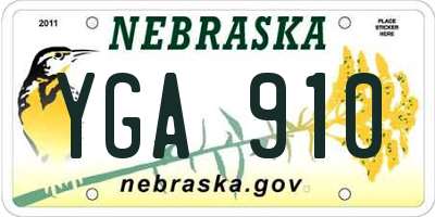 NE license plate YGA910
