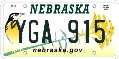 NE license plate YGA915
