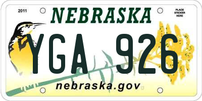 NE license plate YGA926