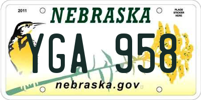 NE license plate YGA958
