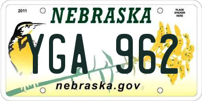 NE license plate YGA962