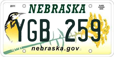 NE license plate YGB259