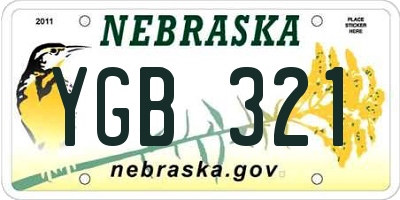 NE license plate YGB321
