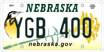 NE license plate YGB400