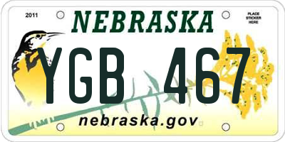NE license plate YGB467