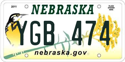 NE license plate YGB474