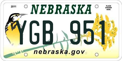 NE license plate YGB951