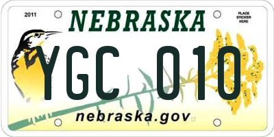 NE license plate YGC010