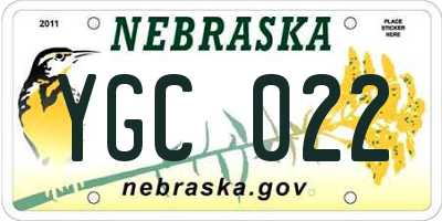 NE license plate YGC022