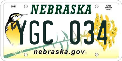 NE license plate YGC034