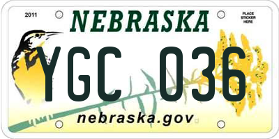 NE license plate YGC036
