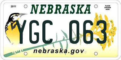 NE license plate YGC063