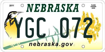 NE license plate YGC072