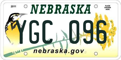 NE license plate YGC096