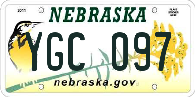 NE license plate YGC097
