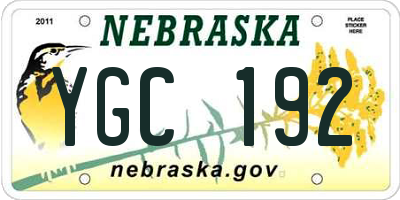 NE license plate YGC192