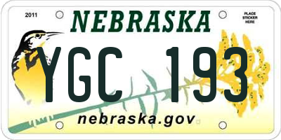 NE license plate YGC193
