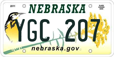 NE license plate YGC207