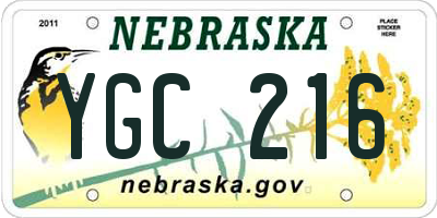 NE license plate YGC216