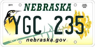 NE license plate YGC235