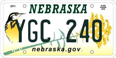 NE license plate YGC240