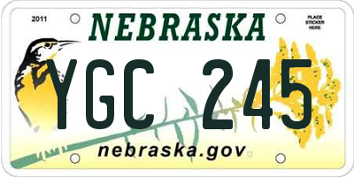 NE license plate YGC245