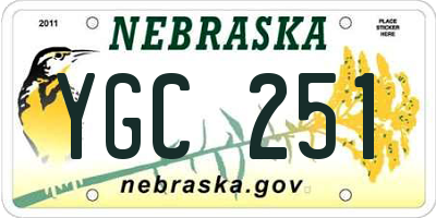 NE license plate YGC251