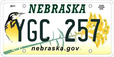 NE license plate YGC257