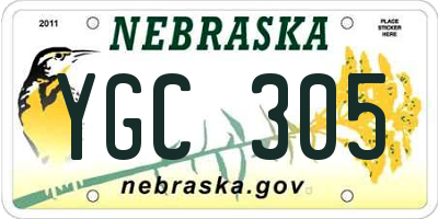 NE license plate YGC305