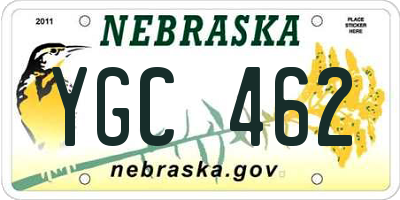 NE license plate YGC462