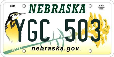 NE license plate YGC503
