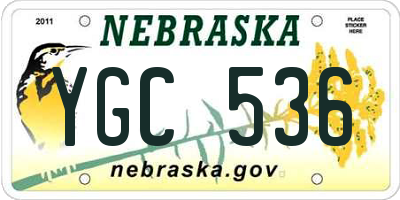 NE license plate YGC536