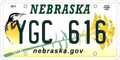 NE license plate YGC616