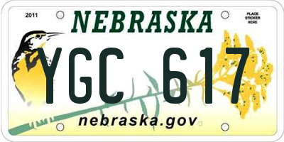 NE license plate YGC617