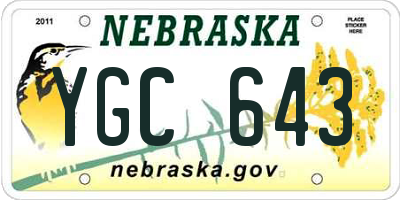 NE license plate YGC643