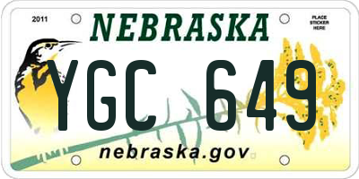 NE license plate YGC649