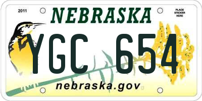 NE license plate YGC654