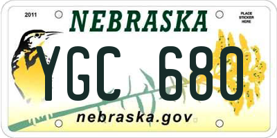 NE license plate YGC680