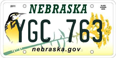 NE license plate YGC763