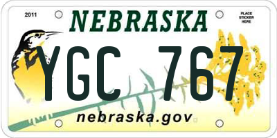 NE license plate YGC767