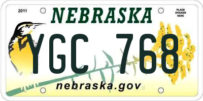 NE license plate YGC768