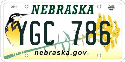NE license plate YGC786